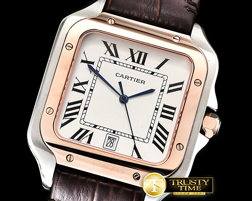 까르띠에 Santos De Cartier 2018 Mens RG/SS/LE Wht Swiss Qtz -CAR0429C