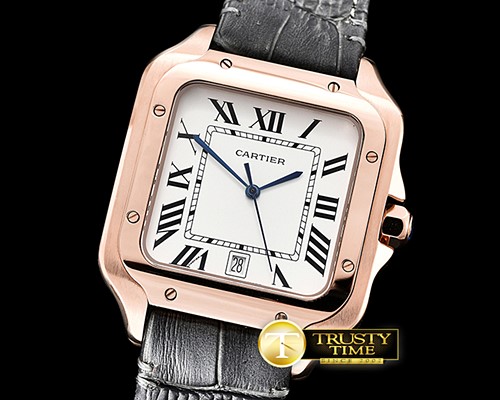 까르띠에 Santos De Cartier 2018 Ladies RG/LE Wht Swiss Qtz -CAR0430A