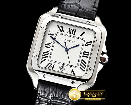 까르띠에 Santos De Cartier 2018 Ladies SS/LE (Blk)Wht Swiss Qtz -CAR0430E