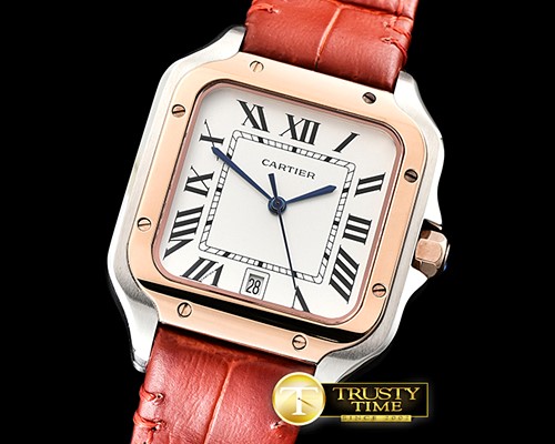 까르띠에 Santos De Cartier 2018 Ladies RG/SS/LE Wht Swiss Qtz -CAR0430F