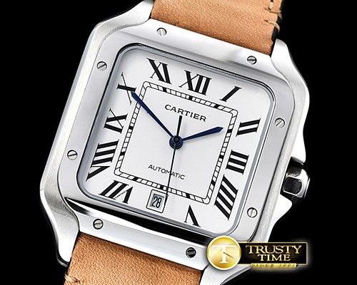 까르띠에 Santos De Cartier 2018 40mm SS/LE (Tan) Wht MY9015 -CAR0438