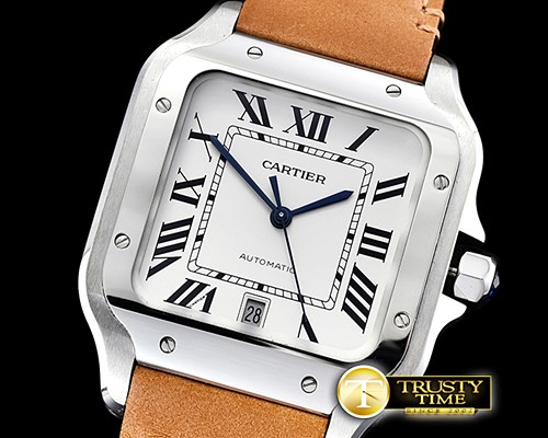 까르띠에 Santos De Cartier 2018 Mens XL SS/LE Wht V6F MY9015 -CAR0445