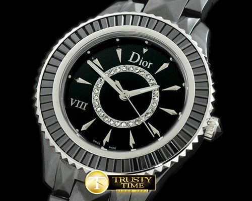 크리스찬디올 Dior VIII Full Size Cer/Cer/Blk Ruby Black Jap Quartz -CD018C