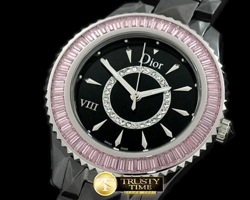 크리스찬디올 Dior VIII Full Size Cer/Cer/Pink Ruby Black Jap Quartz -CD018D