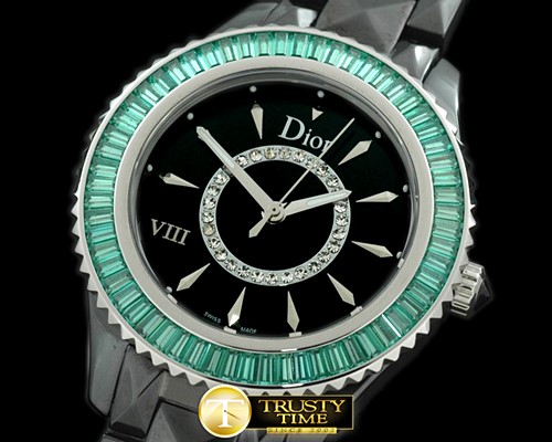 크리스찬디올 Dior VIII Full Size Cer/Cer/Grn Ruby Black Jap Quartz -CD018E