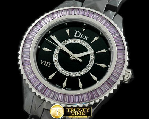 크리스찬디올 Dior VIII Full Size Cer/Cer/Pur Ruby Black Jap Quartz -CD018F