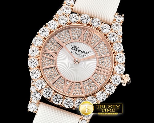 쇼파드 L'Heure Du Diamant Round RG/LE (White) Rose Gold MY9015 -CH138B