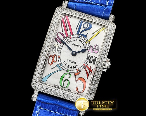 프랭크뮬러 Long Island Ld 952QZ DIAM/SS/LE (Blue) Wht GF Swiss Qtz -FM147C