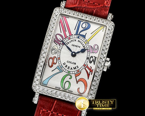프랭크뮬러 Long Island Ld 952QZ DIAM/SS/LE (Red) Wht GF Swiss Qtz -FM147D