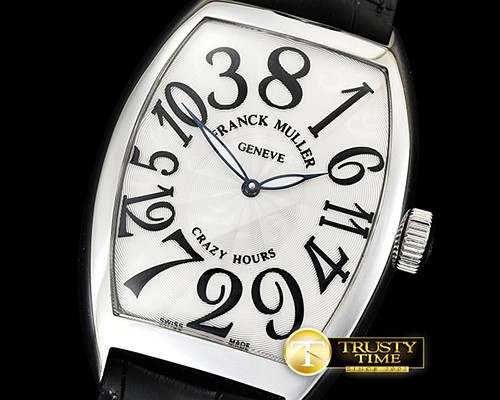 프랭크뮬러 Crazy Hours Curvex Mens SS/LE White/Black Asia 21J Mod -FM149D