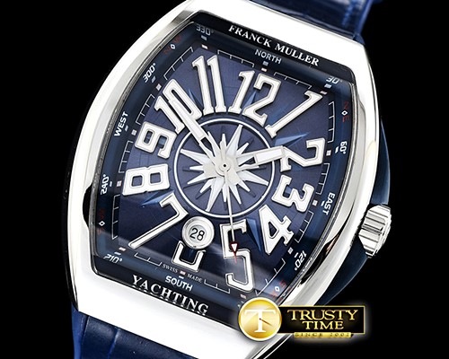 프랭크뮬러 Vanguard Mens V45 SS/LE/RU Blue ABF Asia 2824 -FM150