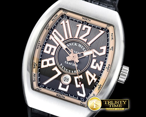 프랭크뮬러 Vanguard Mens V45 SS/LE/RU Silv Grey Lume ABF Asia 2824 -FM159B