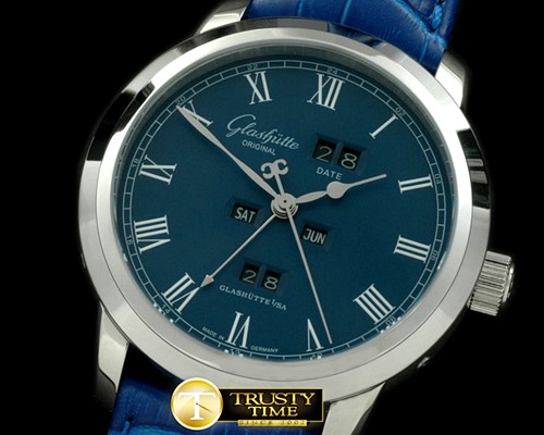 글라슈테 Senator Perpetual Calendar SS/LE Blue Asian 2813 -GLA0024C