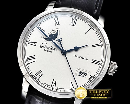 글라슈테 Excellence Panorama Date Moonphase SS/LE Wht GF A2824 -GLA0038C