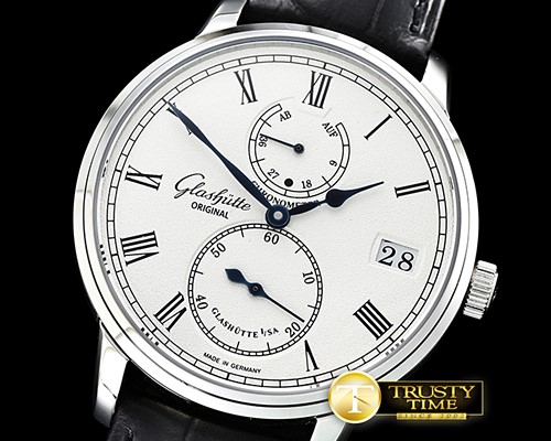 글라슈테 Senator Chronometer Power Reserve SS/LE White Asia HW -GLA0039A