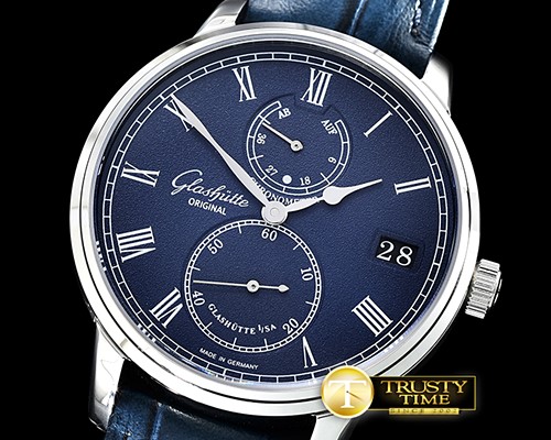 글라슈테 Senator Chronometer Power Reserve SS/LE Blue Asia HW -GLA0039B