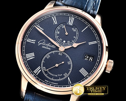 글라슈테 Senator Chronometer Power Reserve RG/LE Blue Asia HW -GLA0040B