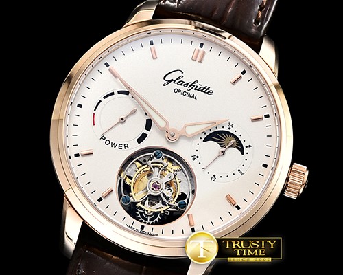 글라슈테 Senator Tourbillon PR RG/LE White Stk Asia Tourbillon -GLA0043C