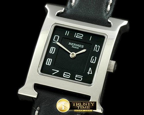 에르메스 H Hour SS/LE Black Swiss Quartz -H014B