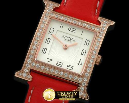 에르메스 H Hour RG/LE/Diam White Swiss Quartz -H015A