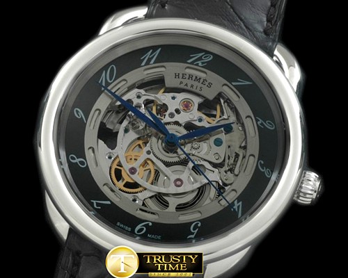 에르메스 Arceau Skeleton SS/LE Black Asian 2824 -H017B