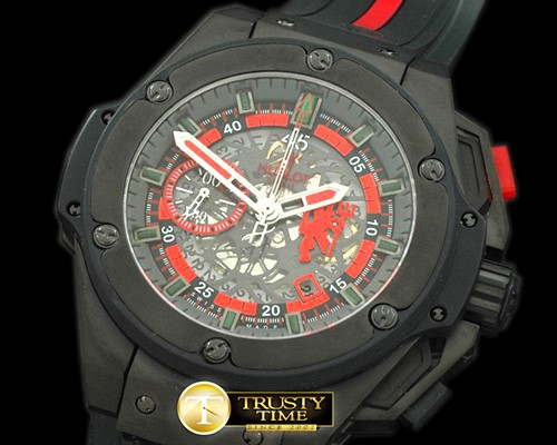 위블로 King Power Red Devil PVD/RU Skeleton Asian 7750 -HUB0198D