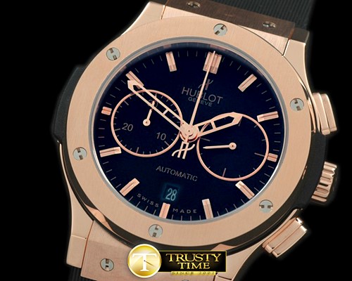 위블로 Classic Fusion Chrono RG/LE Black A7750 Sec@3 -HUB0212