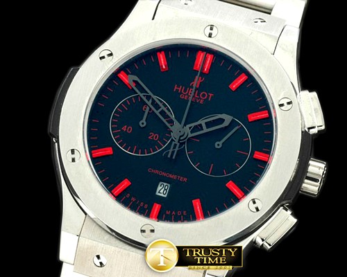 위블로 Classic Fusion Chrono SS/SS Black/Red Jap Quartz -HUB0220B