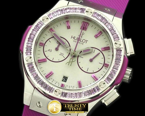 위블로 Ladies Classic Fusion Chrono SS/RU Wht/Vio Jap Qtz -HUB0247D