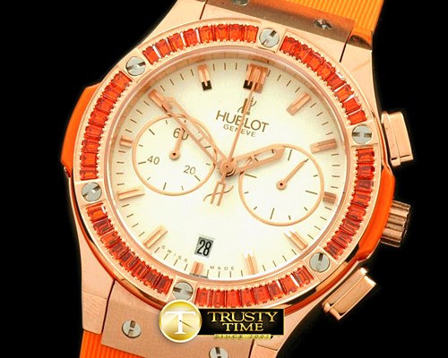 위블로 Ladies Classic Fusion Chrono RG/RU Wht/Org Jap Qtz -HUB0248C