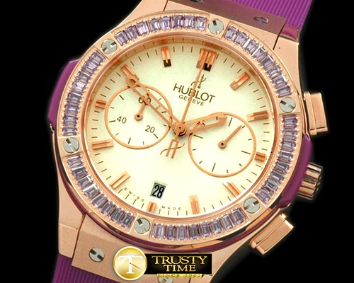 위블로 Ladies Classic Fusion Chrono RG/RU Wht/Vio Jap Qtz -HUB0248D