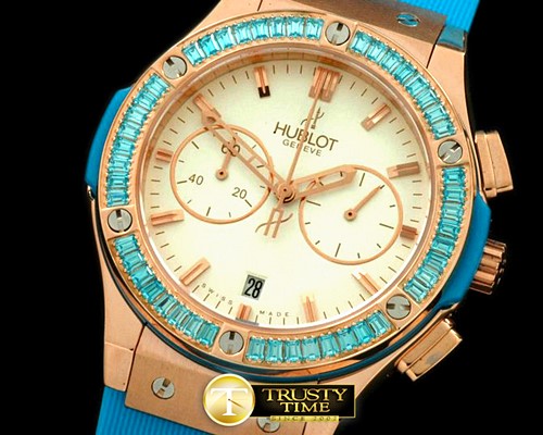 위블로 Ladies Classic Fusion Chrono RG/RU Wht/Blue Jap Qtz -HUB0248F