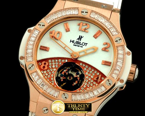 위블로 Tourbillon Pave 41mm RG/Sq Wht/Diam/LE Aspen White -HUB0270A