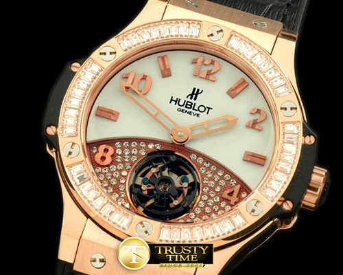 위블로 Tourbillon Pave 41mm RG/Sq Black/Diam/LE Aspen White -HUB0270E
