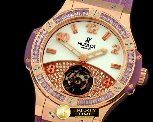 위블로 Tourbillon Pave 41mm RG/Sq Violet/Diam/LE Aspen White -HUB0270F