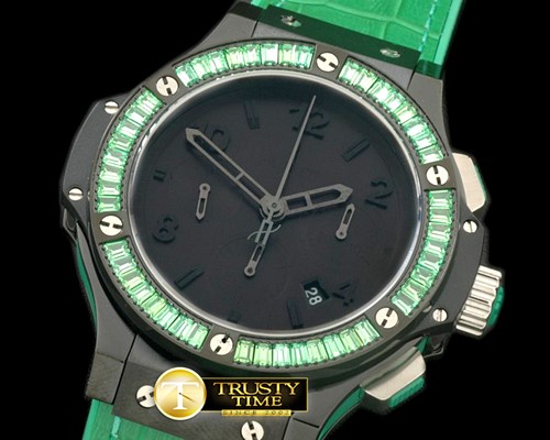 위블로 Big Bang Pearl/ Sq Green Ruby All Black A7750 -HUB0323G