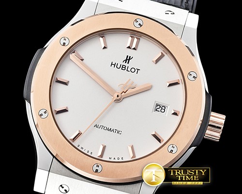 위블로 Classic Fusion Bang 42mm RG/SS/LE Wht JJF A2892 Mod -HUB0360A