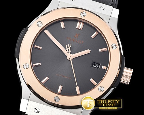 위블로 Classic Fusion Bang 42mm RG/SS/LE Grey JJF A2892 Mod -HUB0360B
