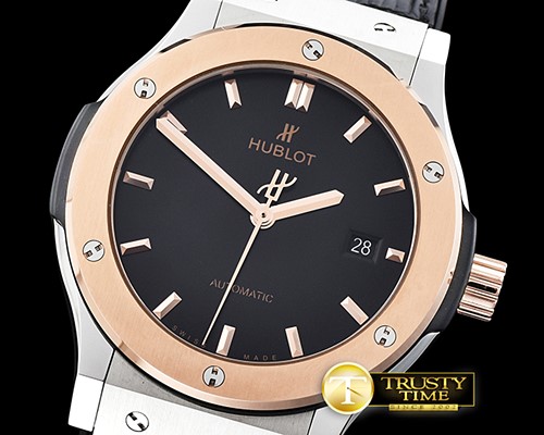 위블로 Classic Fusion Bang 42mm RG/SS/LE Black JJF A2892 Mod -HUB0360C