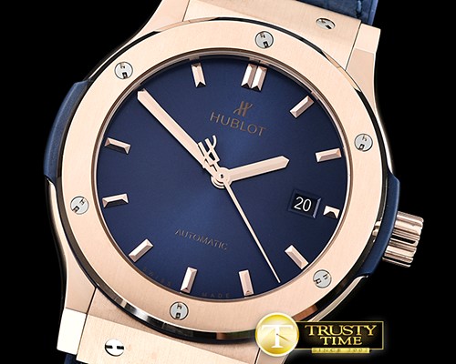 위블로 Classic Fusion 42mm RG/LE Blue JJF Asia 2892 -HUB0369A