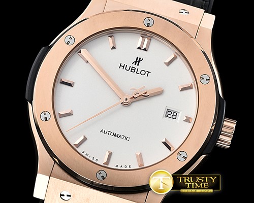 위블로 Classic Fusion 42mm RG/LE White JJF Asia 2892 -HUB0369C