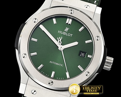 위블로 Classic Fusion Bang 42mm SS/LE/RU Green JJF A2892 Mod -HUB0388
