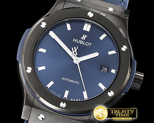 위블로 Classic Fusion Bang 42mm DLC/LE/RU Blue JJF A2892 -HUB0392C