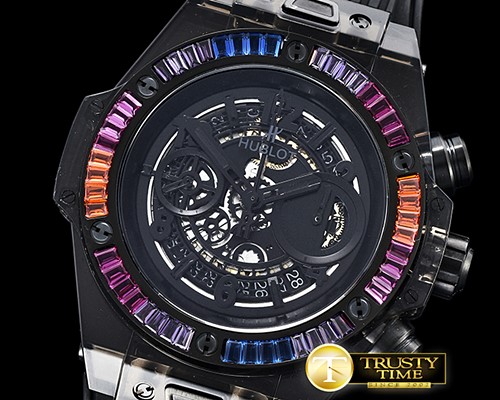 위블로 Big Bang Unico Sapphire 45mm R Gem PL/RU SF Blk A7750 -HUB0396A