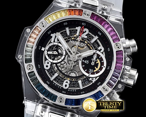 위블로 Big Bang Unico Sapphire 45mm R Gem PL/RU SF Wht A7750 -HUB0397
