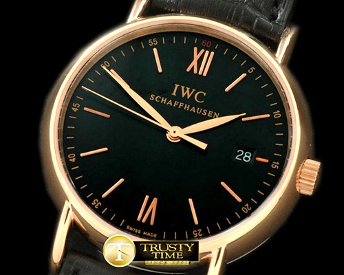 IWC Portofino Ladies RG/LE Black Roman Swiss Qtz -IWC0150C