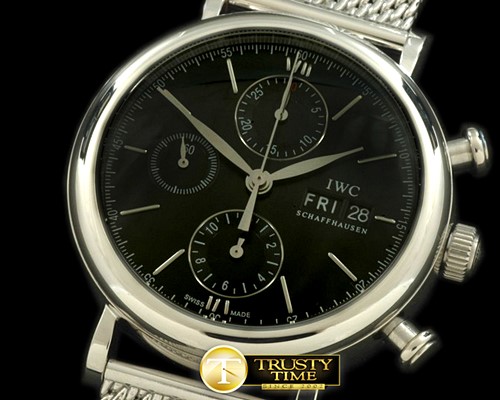 IWC Portofino Chronograph V2 SS/ME Black A7750 28800bph -IWC0152B