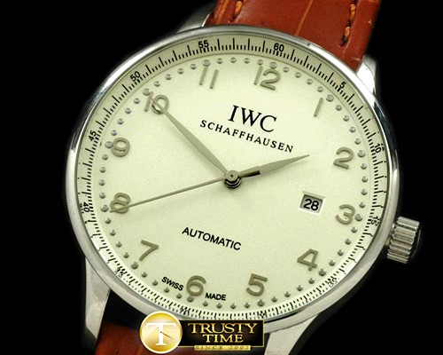 IWC Portugese Automatic SS/LE White/Steel Num Asian 2813 -IWC0156B