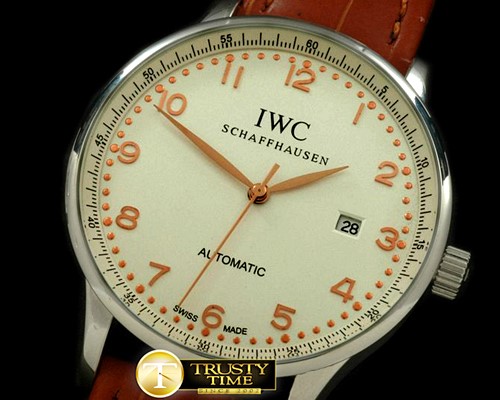 IWC Portugese Automatic SS/LE White/RG Num Asian 2813 -IWC0156C