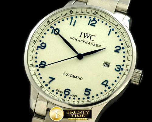 IWC Portugese Automatic SS/SS White/Blue Num Asian 2813 -IWC0157B